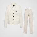 Prada Men's Fall And Winter Solid Color Lapel Single Breasted Linen Long Sleeved Jacket Casual Trousers Pants Set Suit #75646
