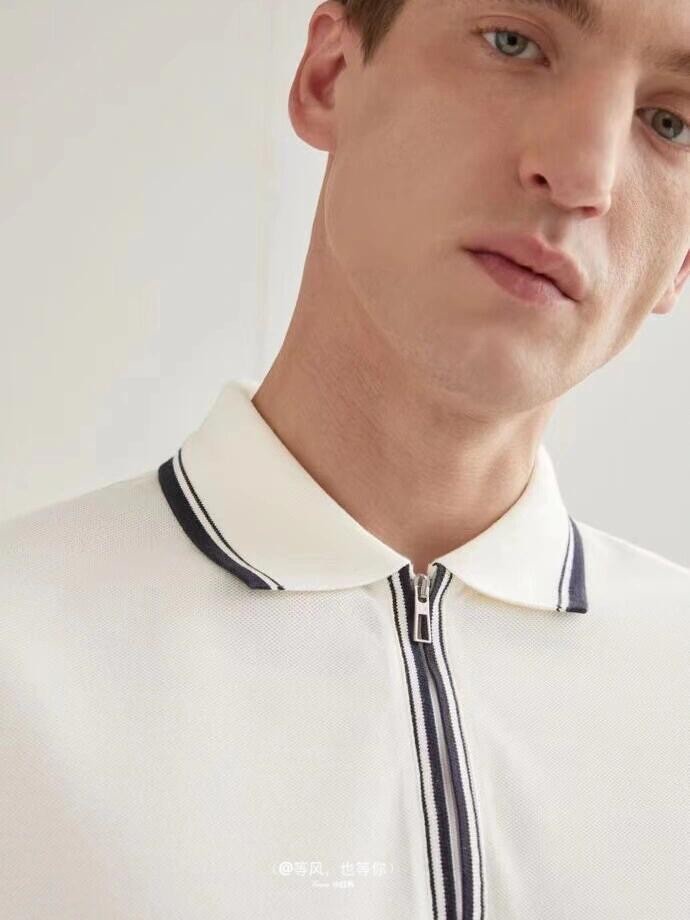 Loro Piana Men's Summer Fashion Solid Color Zip Lapel Zip Regatta Men's Short Sleeve Fitted Polo Shirt Ngvp #8591