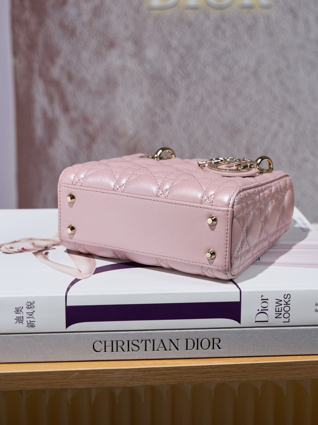 Dior Dior Lady Lambskin Cannage Quilted Metal Pendant Mini Bag #333088