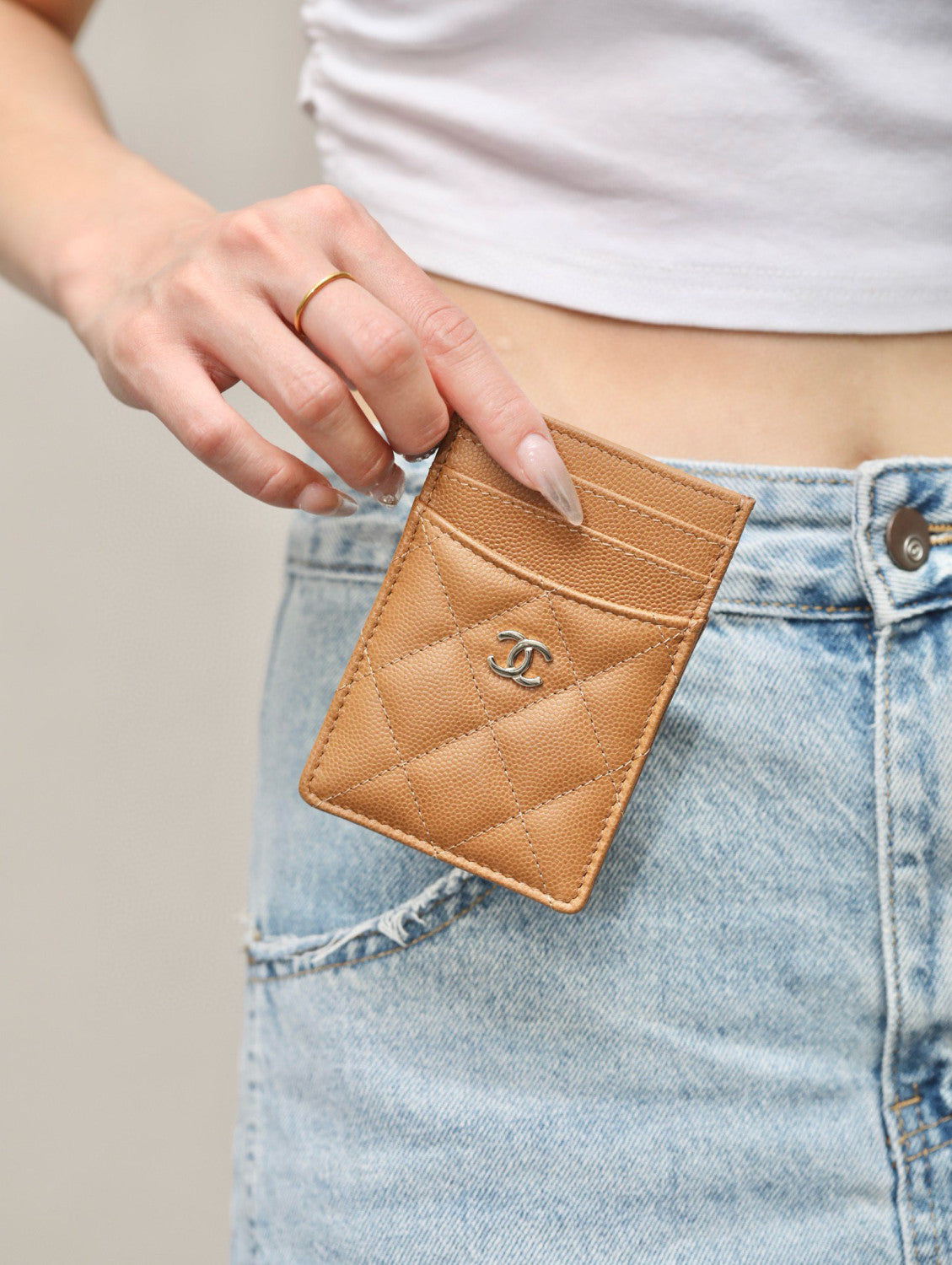 Chanel Women's Logo Checkered Solid Color Vertical Card Purse Wallet Casual Leather Bags Bag #71927