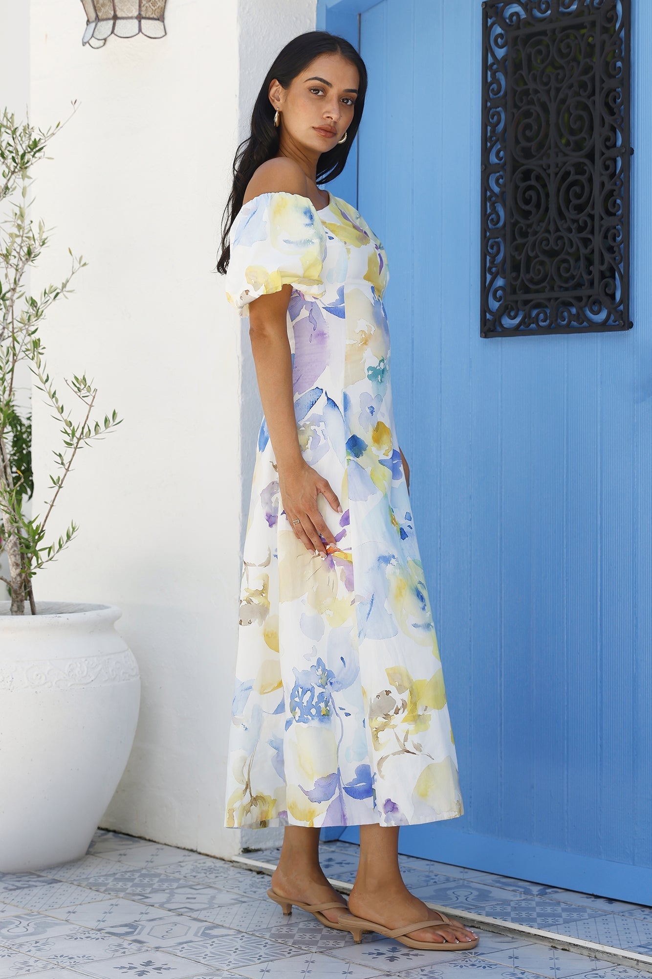 Silent Lullabies One Shoulder Midi Dress Print