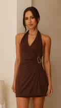 Brigitte Halter Mini Dress - Brown