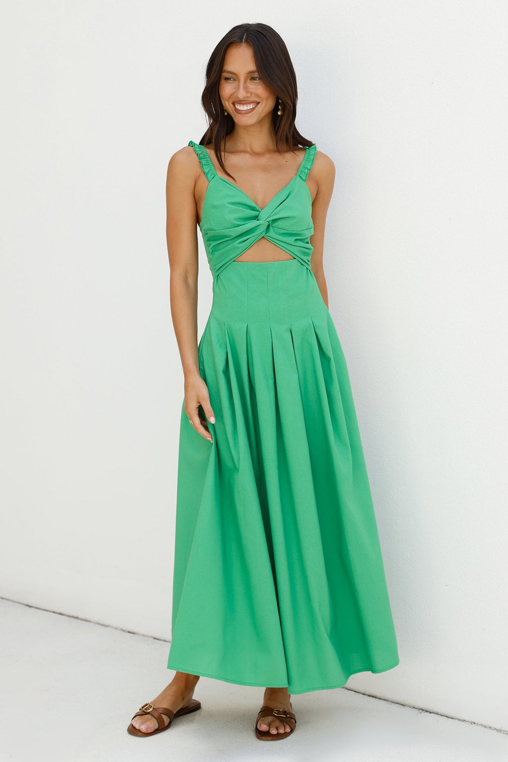 Cherry Kisses Maxi Dress Green