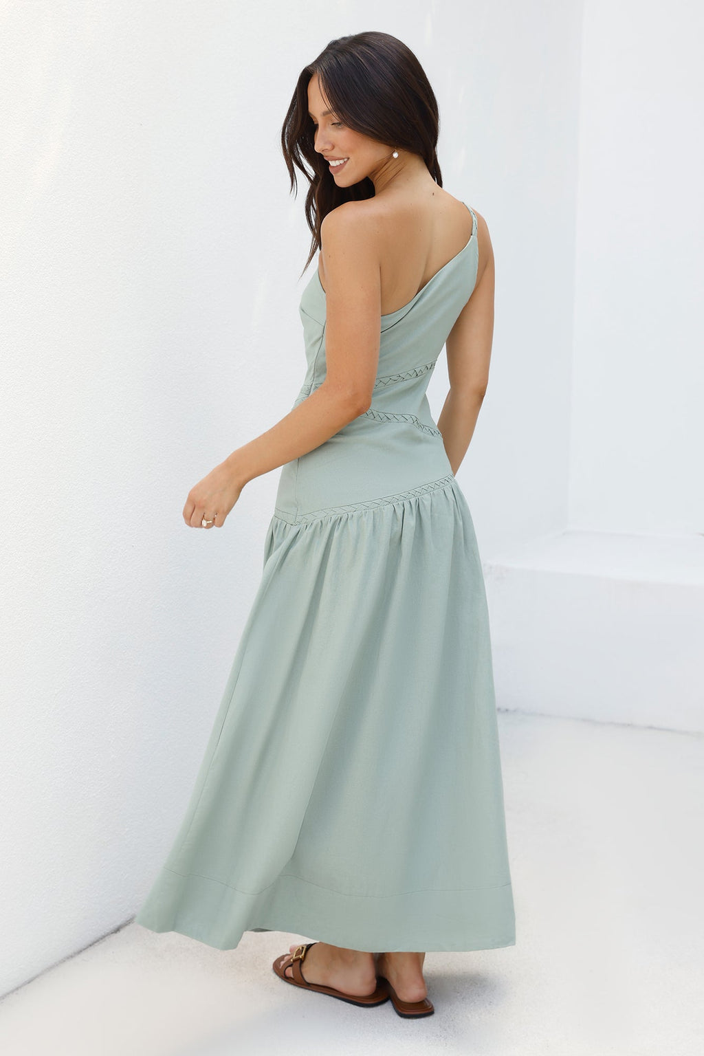 Claire One Shoulder Maxi Dress Khaki