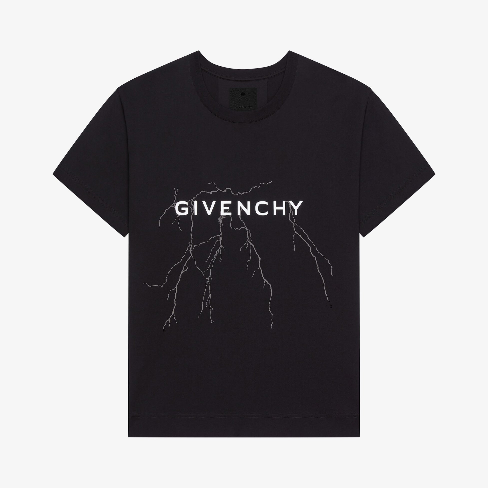 Givenchy Men's Summer Lightning Graphic Printed Solid Colour Round Neck Cotton Short Sleeve T-Shirt #97883