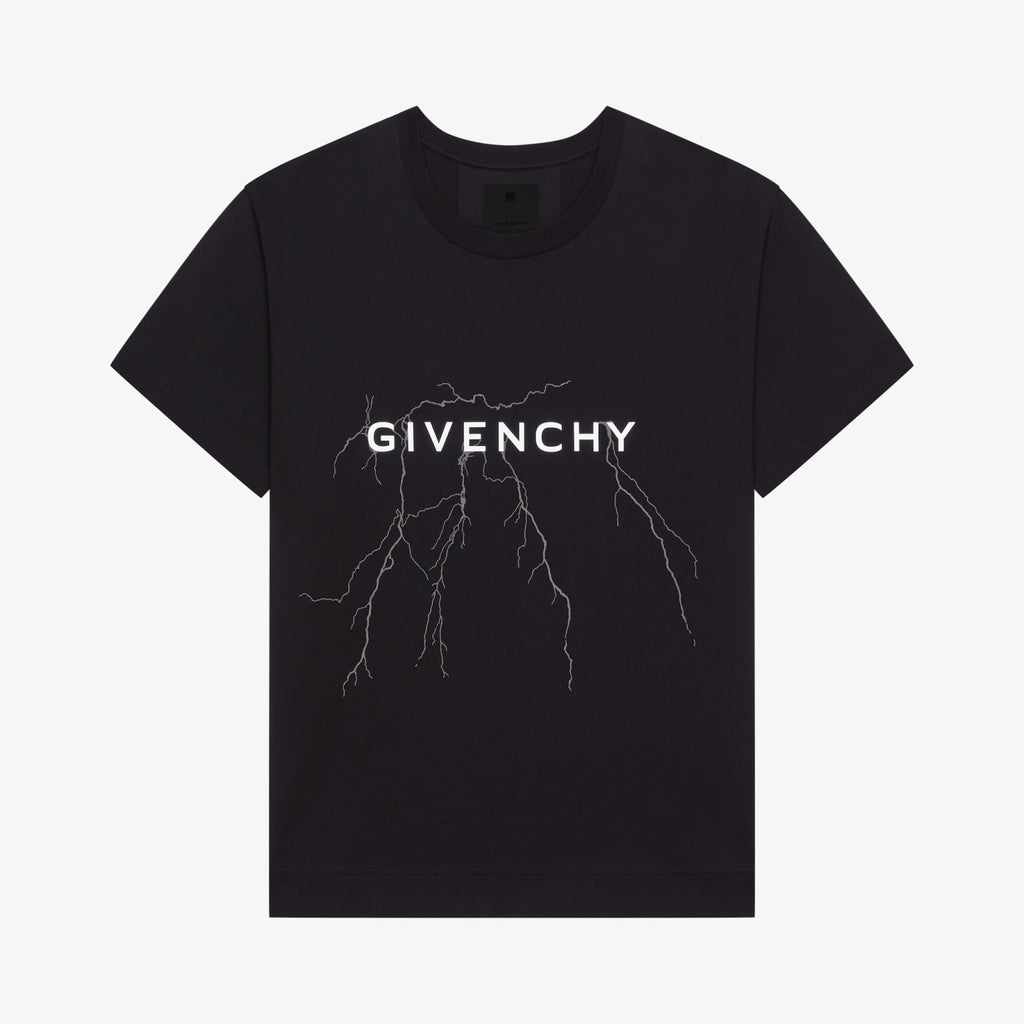 Givenchy Men's Summer Lightning Graphic Printed Solid Colour Round Neck Cotton Short Sleeve T-Shirt #97883