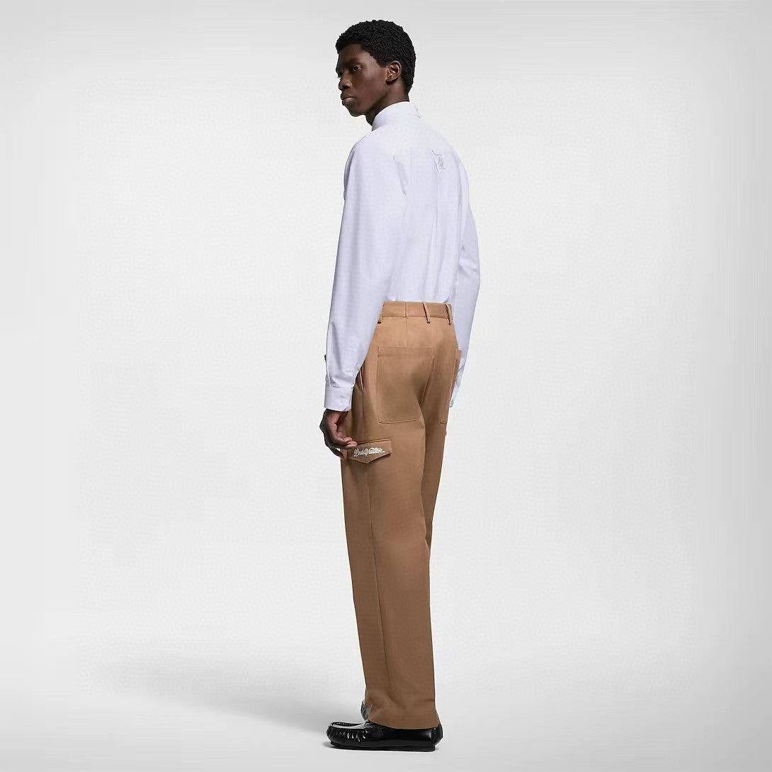 Louis Vuitton Men's Spring and Autumn Solid Color Embroidered Letter Printed Cotton Woven Fabric Casual Pants #76567