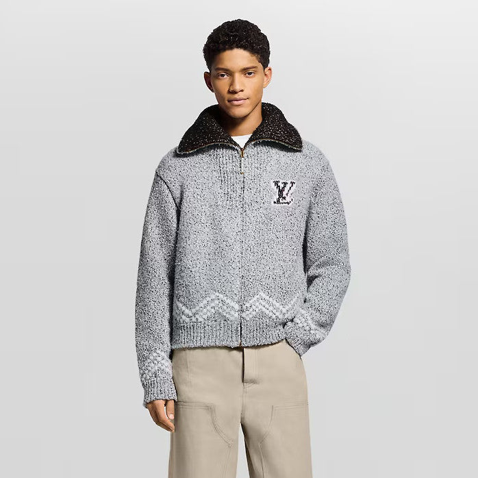 Louis Vuitton Men's & Women's Fall/Winter Fashion Casual Zipper Collar Knit Waist-cinched Sweater Jacket #78668
