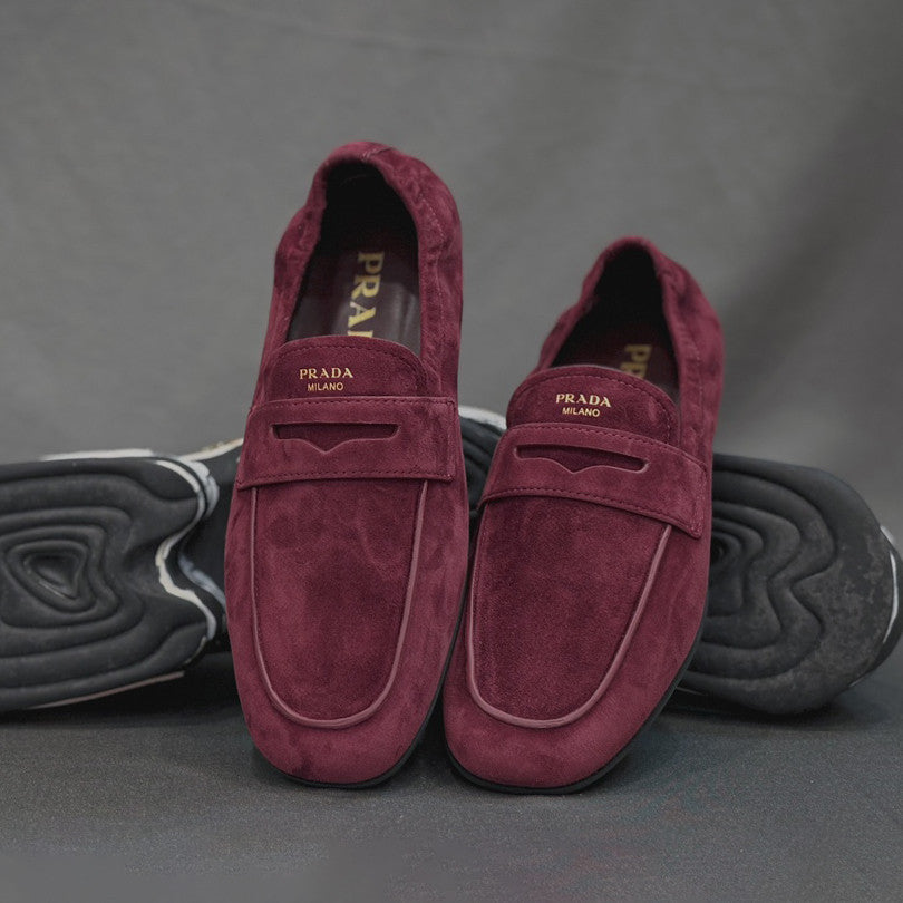 Prada Women's Spring/fall Fashion Casual Leather Round Toe Slip On Loafers Casual Shoes #78369