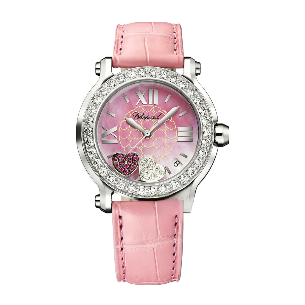 Chopard Women's Pink Strap Diamond Bezel Mechanical Watch #97727