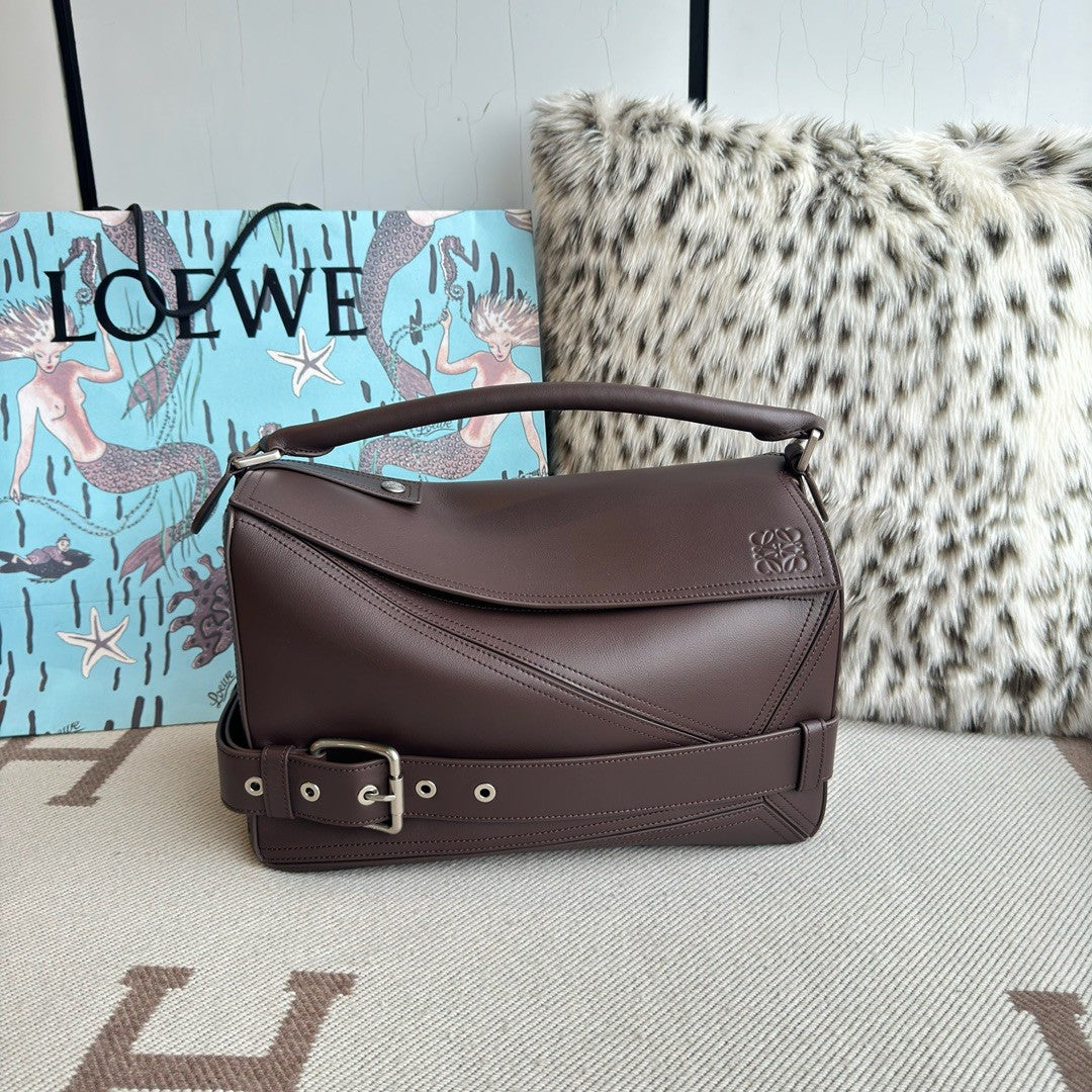 Loewe Puzzle Biker Women's Fashion Classic Solid-Color Geometric Print Glossy Cowhide Leather Puzzle Biker Handbag Bag Bags B510BP1X01 #78829