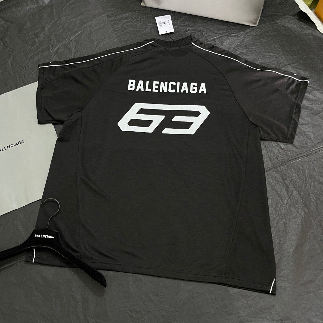 Balenciaga I Automobili Lamborghini Oversized Soccer Men's Summer Short Sleeved T-shirt In Black Mesh Jersey Casual Shorts Set Suit #77457