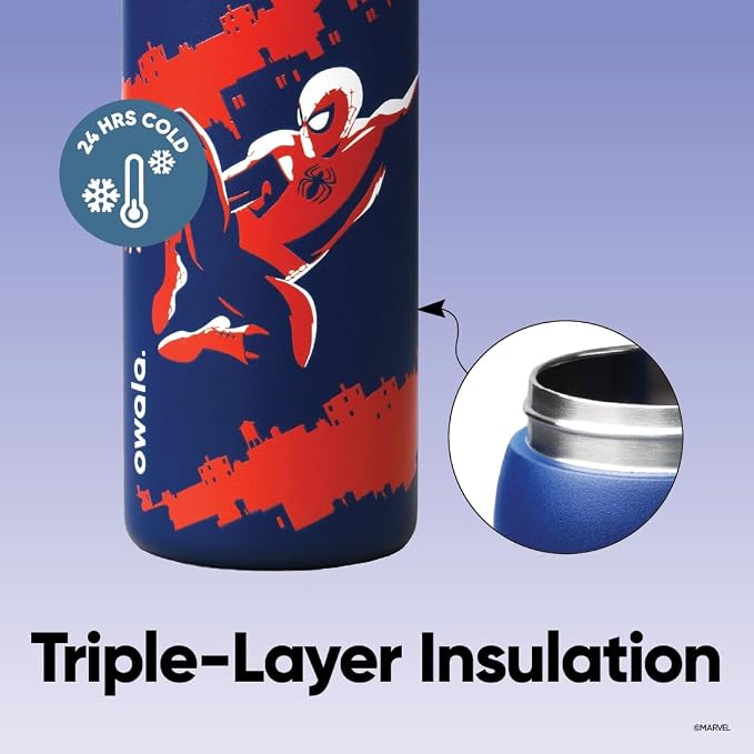 Owala Spider-Man FreeSip Insulated Stainless Steel Water Bottle with Straw. Suitable for Sports. Travel. and School. BPA-Free. 32 oz (approx. 907.2 ml). Swing