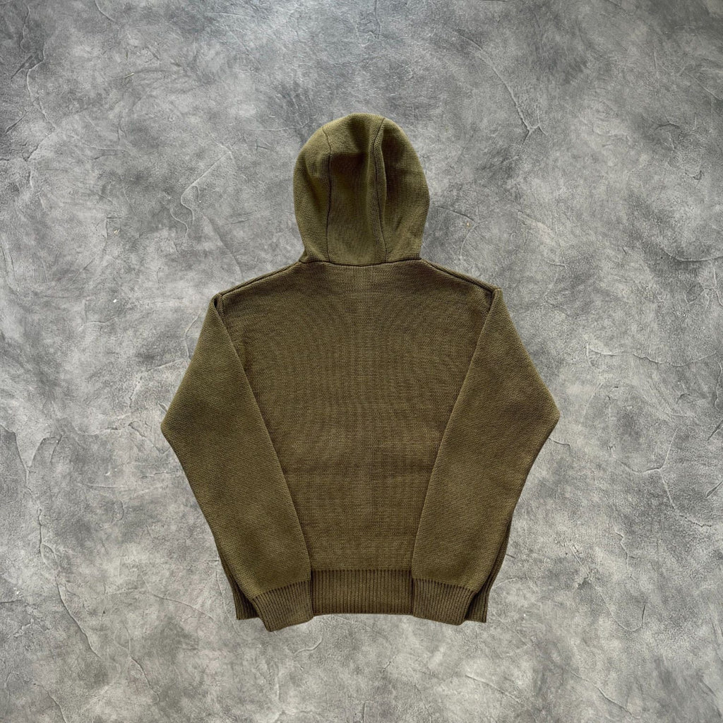 Corteiz College Knit Zip-Up Hoodie Army Green