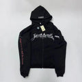 Vetements Men's Fashion Letter Pentagram Embroidery Loose Zipper Black Long Sleeve Hoodie Ngvp #7772