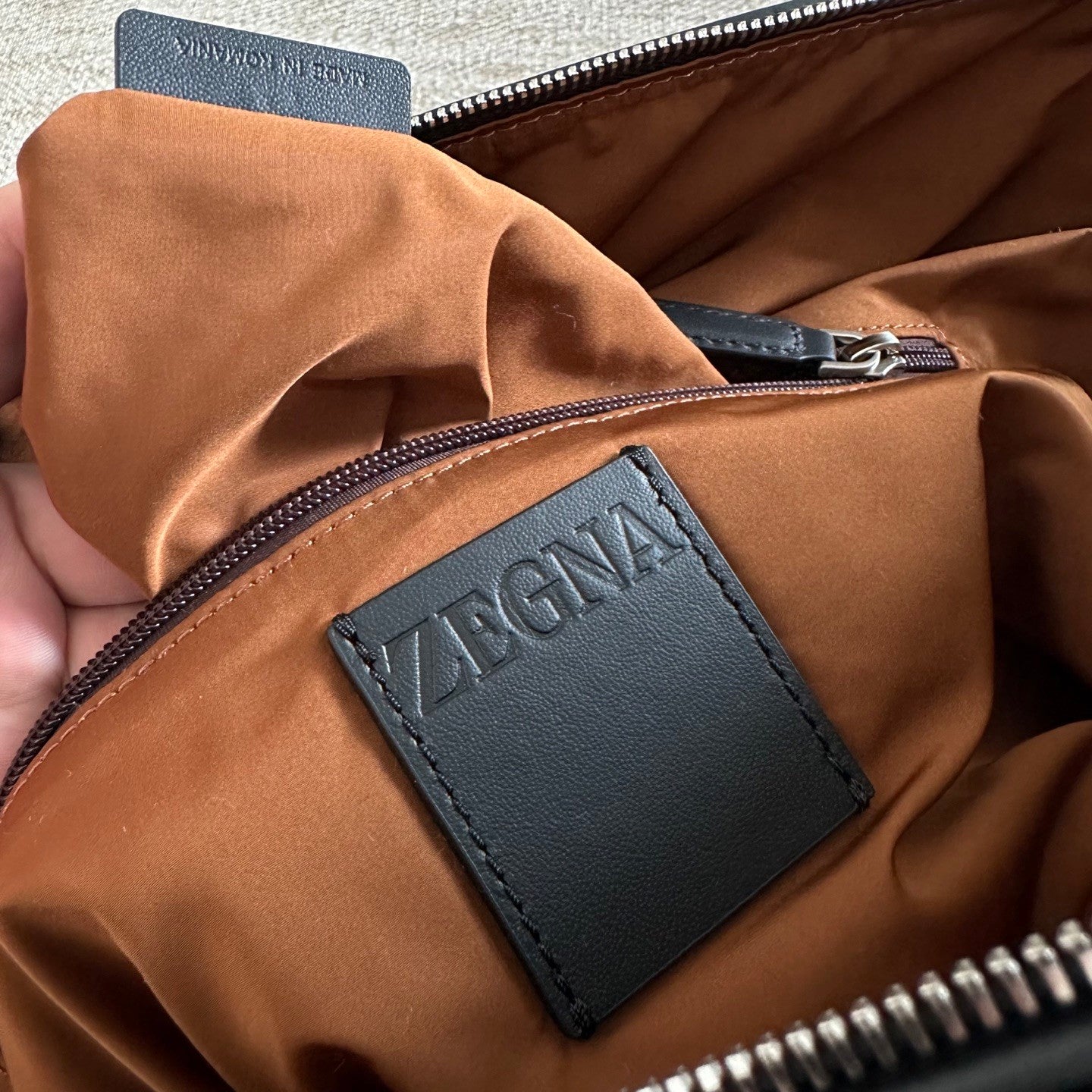 Zegna Ranglan Handbag Bags Black Technology Fabric Luggage Bag # 195388