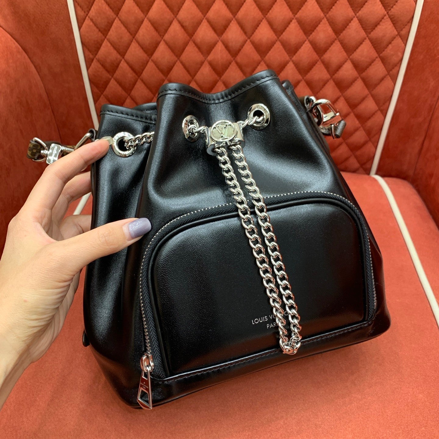 Louis Vuitton LV Women's Handbag NO WAY Black Lambskin Rock-Style Bucket Bag New Style Male And Lady M14377 #194550