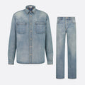Dior Men's Spring And Fall Solid Color Embroidered Letters Single Breasted Long Sleeved Denim Jacket Jeans Pants Set Suit #74986