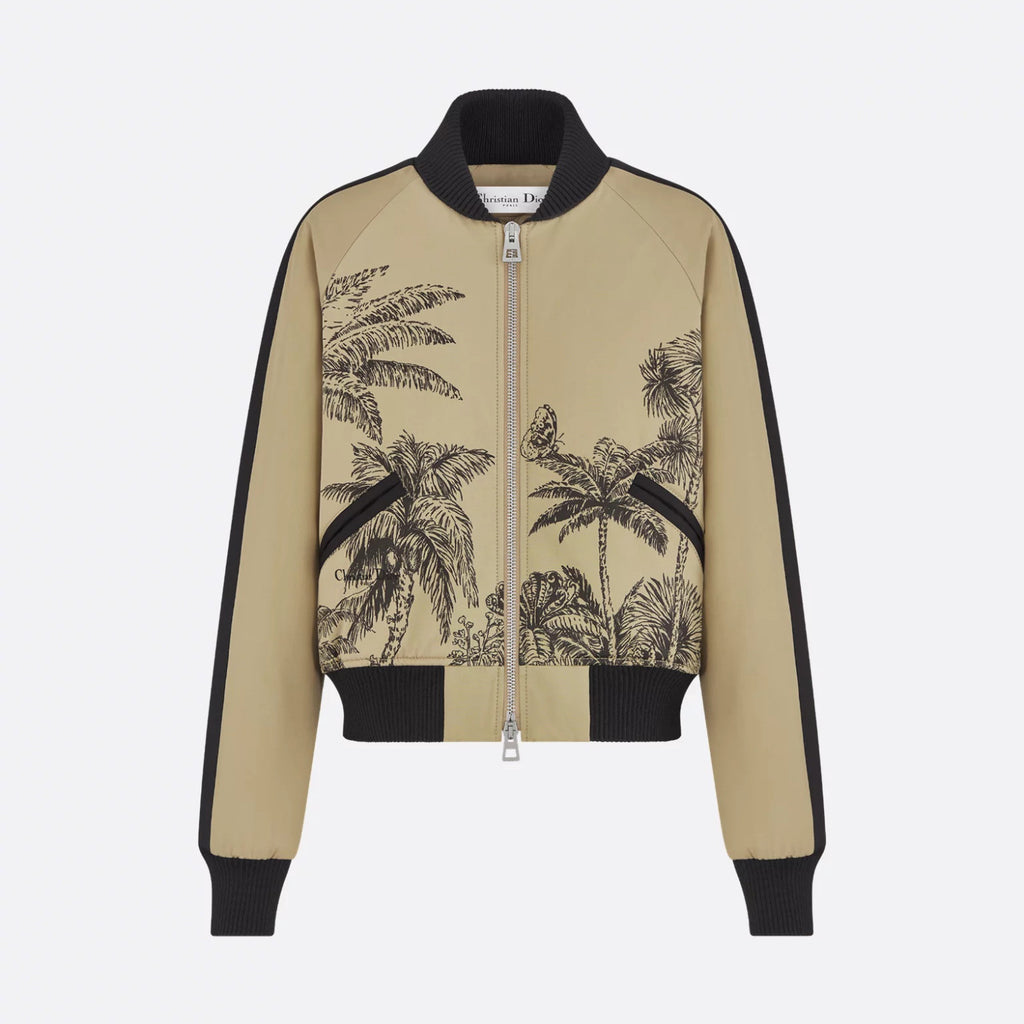 Dior Dioriviera Men's And Women's Fall/Winter Fashion Casual Color Block Zipper Palms Rui Print Pilot Jacket #79487