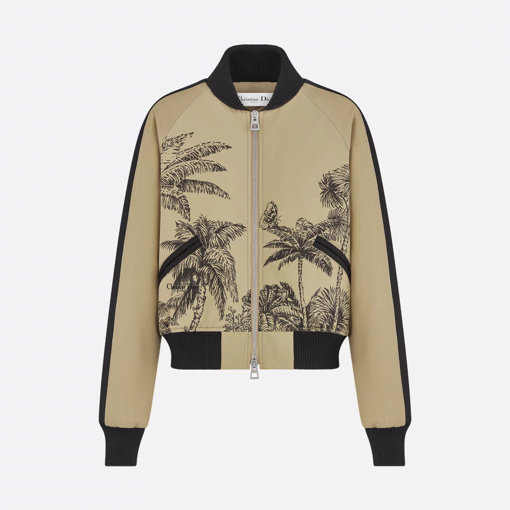 Dior Dioriviera Men's And Women's Fall/Winter Fashion Casual Color Block Zipper Palms Rui Print Pilot Jacket #79487