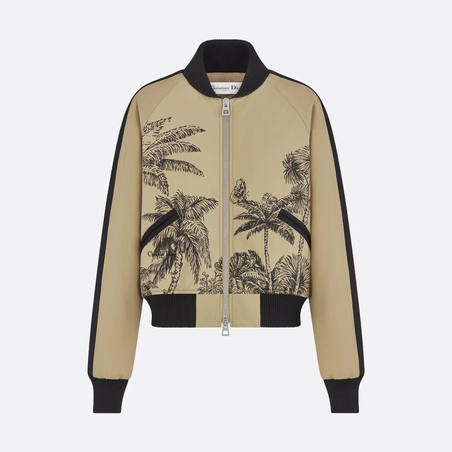 Dior Dioriviera Men's And Women's Fall/Winter Fashion Casual Color Block Zipper Palms Rui Print Pilot Jacket #79487