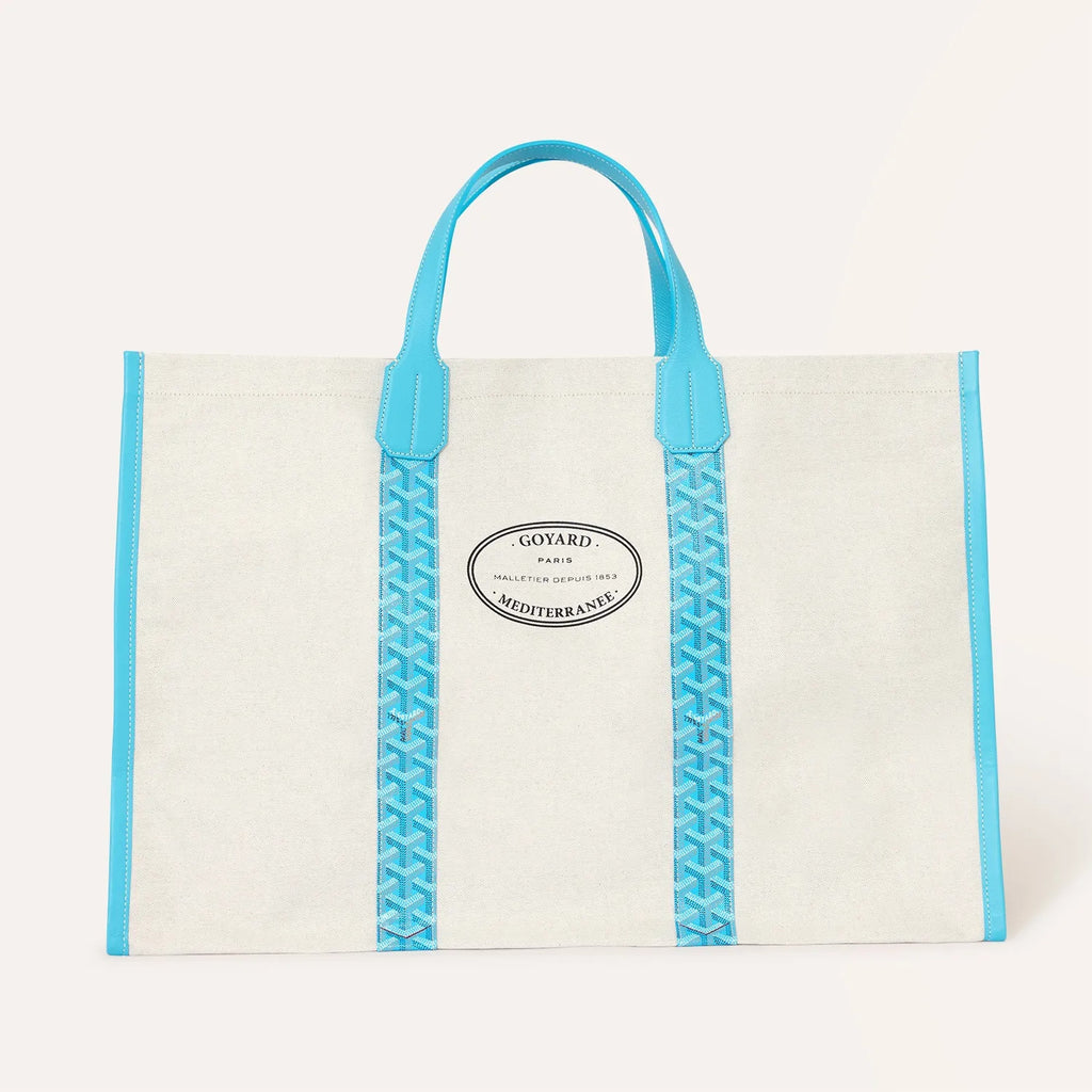 Goyard 2026 Limited Edition Méditerranée Turquoise Blue Two-tone Canvas Beach Bag Stylish Casual Large-capacity Shopping Bag Bags #84432A