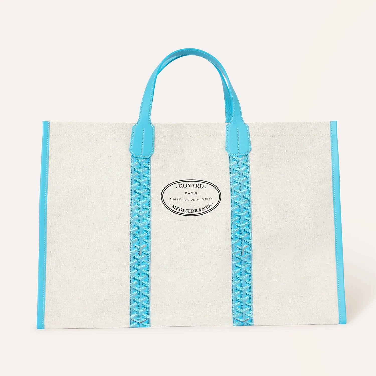 Goyard 2026 Limited Edition Méditerranée Turquoise Blue Two-tone Canvas Beach Bag Stylish Casual Large-capacity Shopping Bag Bags #84432A