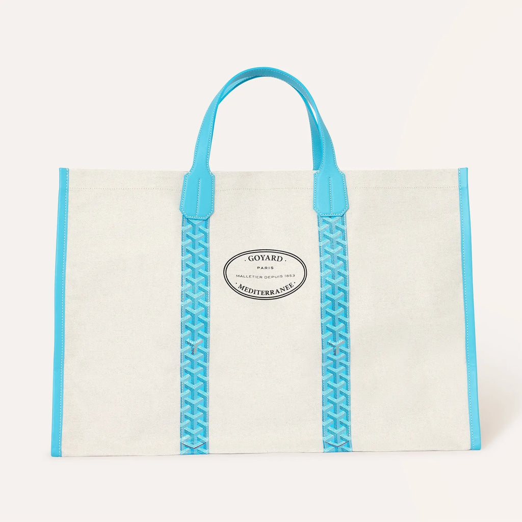 Goyard 2026 Limited Edition Méditerranée Turquoise Blue Two-tone Canvas Beach Bag Stylish Casual Large-capacity Shopping Bag Bags #84432A