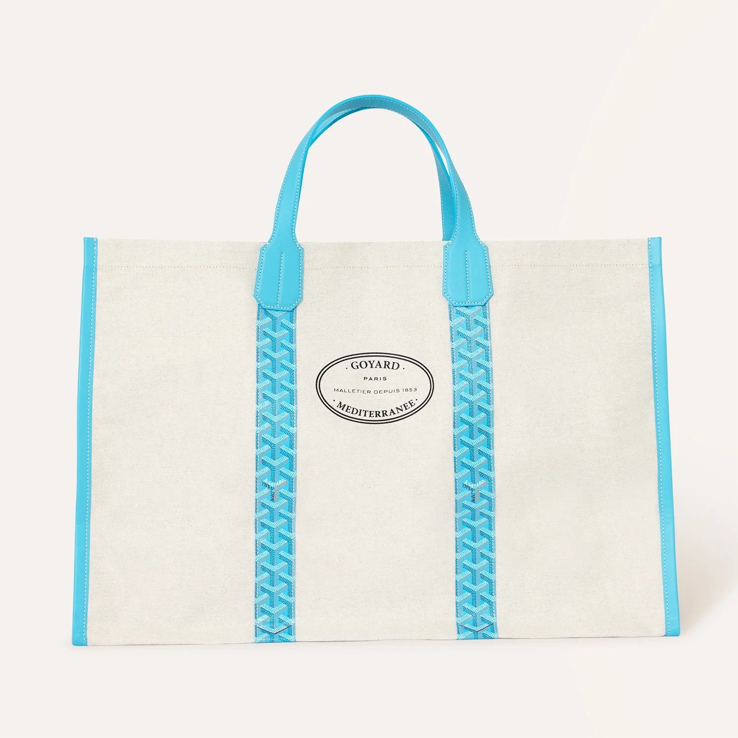 Goyard 2026 Limited Edition Méditerranée Turquoise Blue Two-tone Canvas Beach Bag Stylish Casual Large-capacity Shopping Bag Bags #84432A