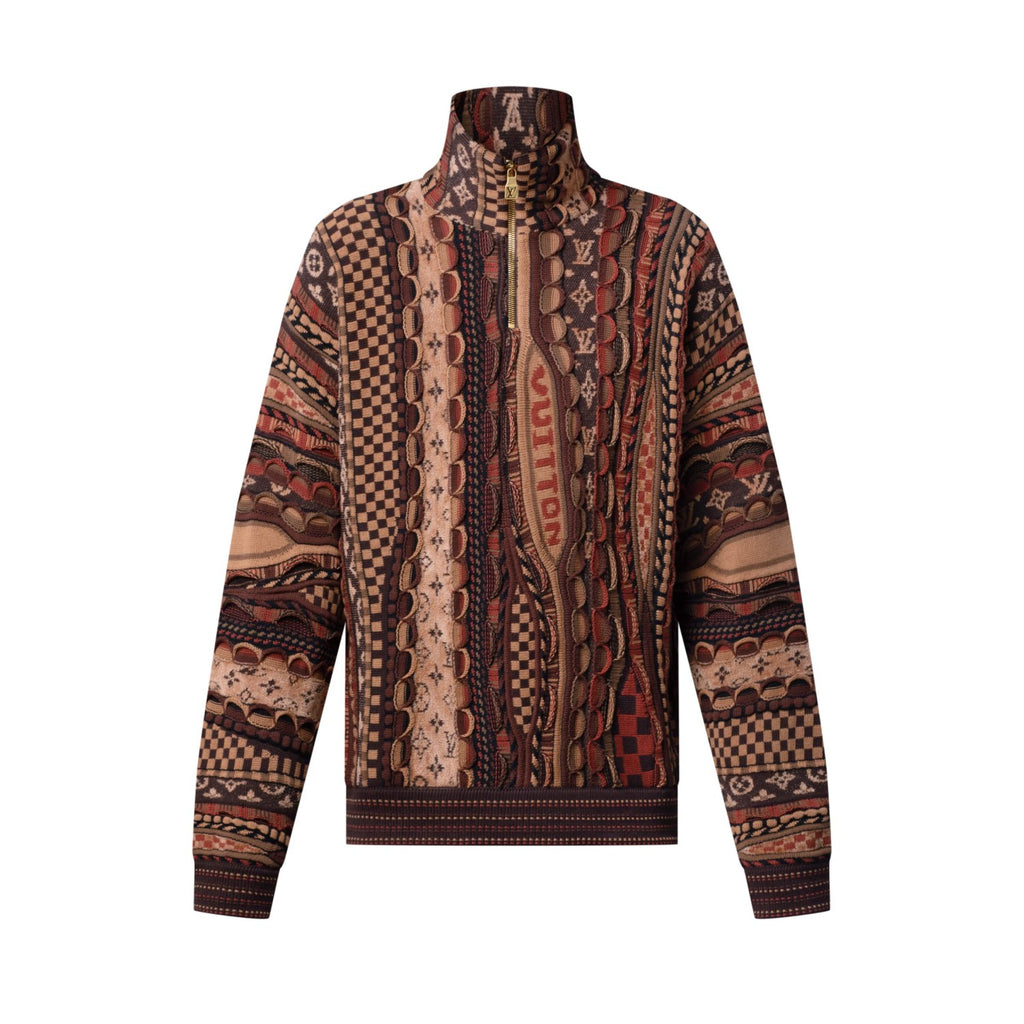 Louis Vuitton Men's And Women's Spring/fall Fashion Casual High Neck Pullover Half Zip Color Block Classic Print Sweatshirt #79281