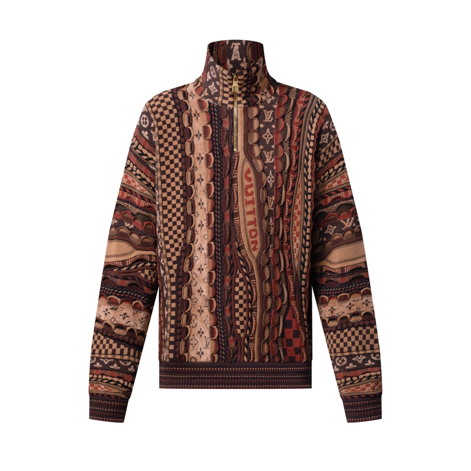 Louis Vuitton Men's And Women's Spring/fall Fashion Casual High Neck Pullover Half Zip Color Block Classic Print Sweatshirt #79281
