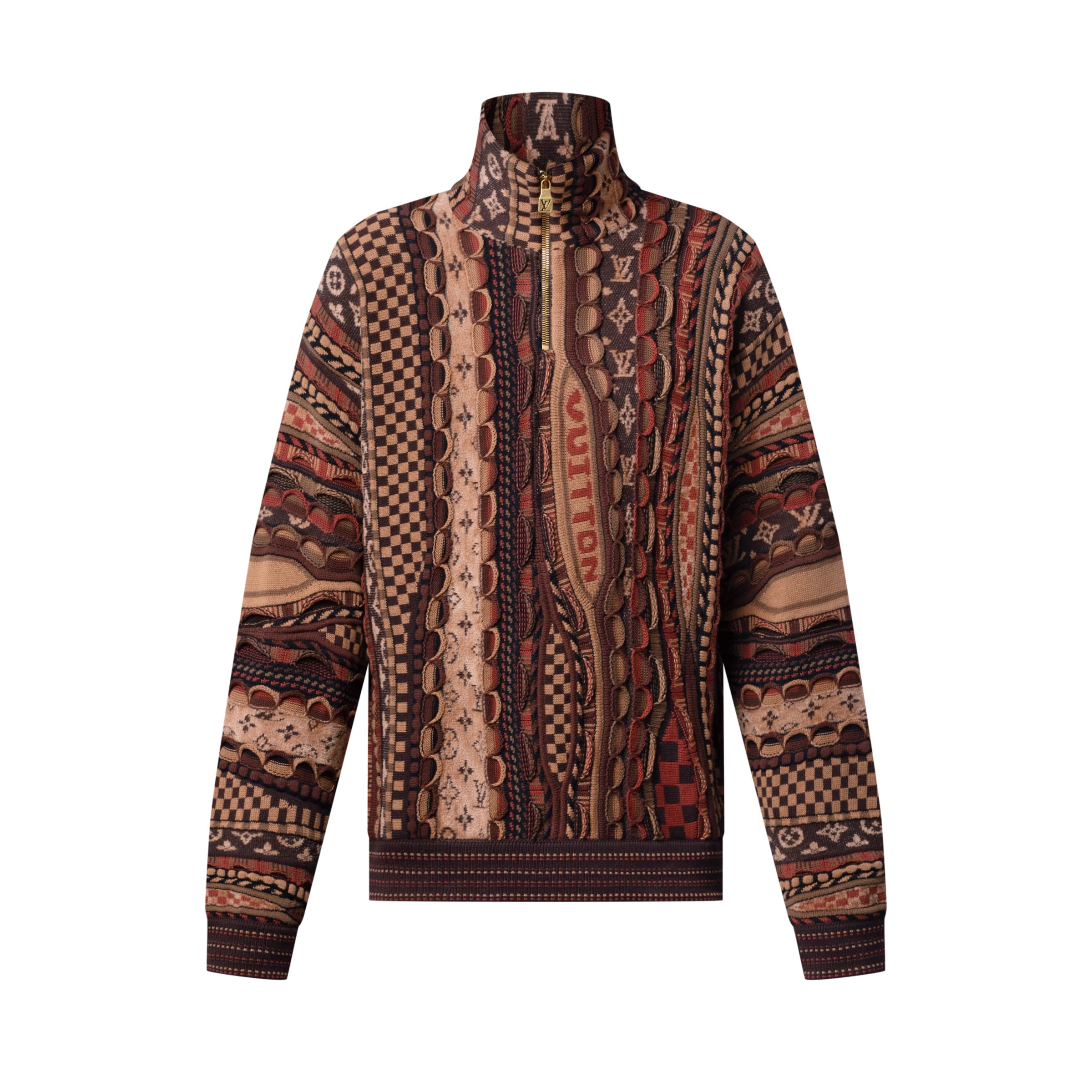 Louis Vuitton Men's And Women's Spring/fall Fashion Casual High Neck Pullover Half Zip Color Block Classic Print Sweatshirt #79281