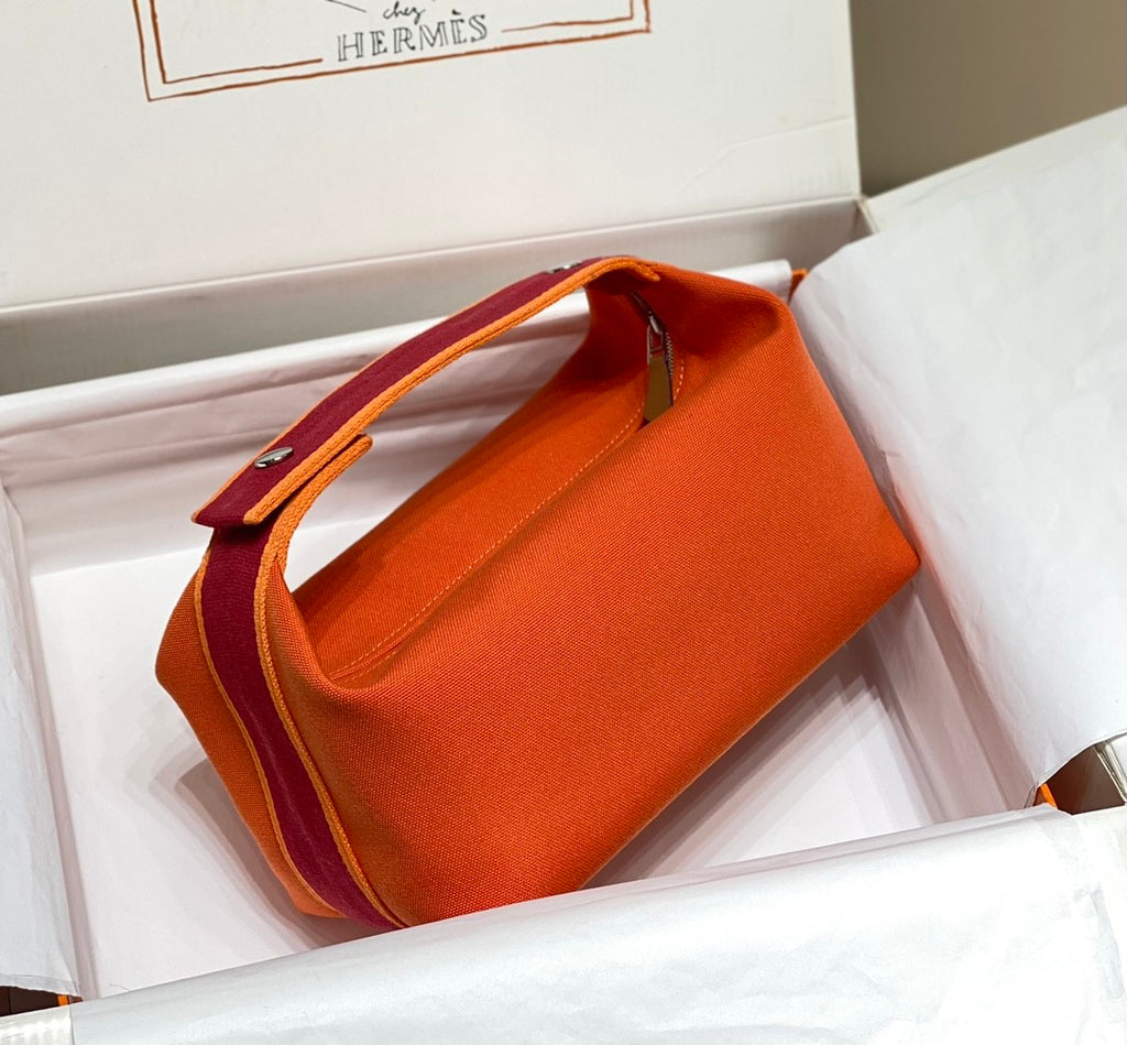 Hermes Classic Casual Color Block Canvas Tote Bag Makeup Bag Toiletry Bag Bags #78245
