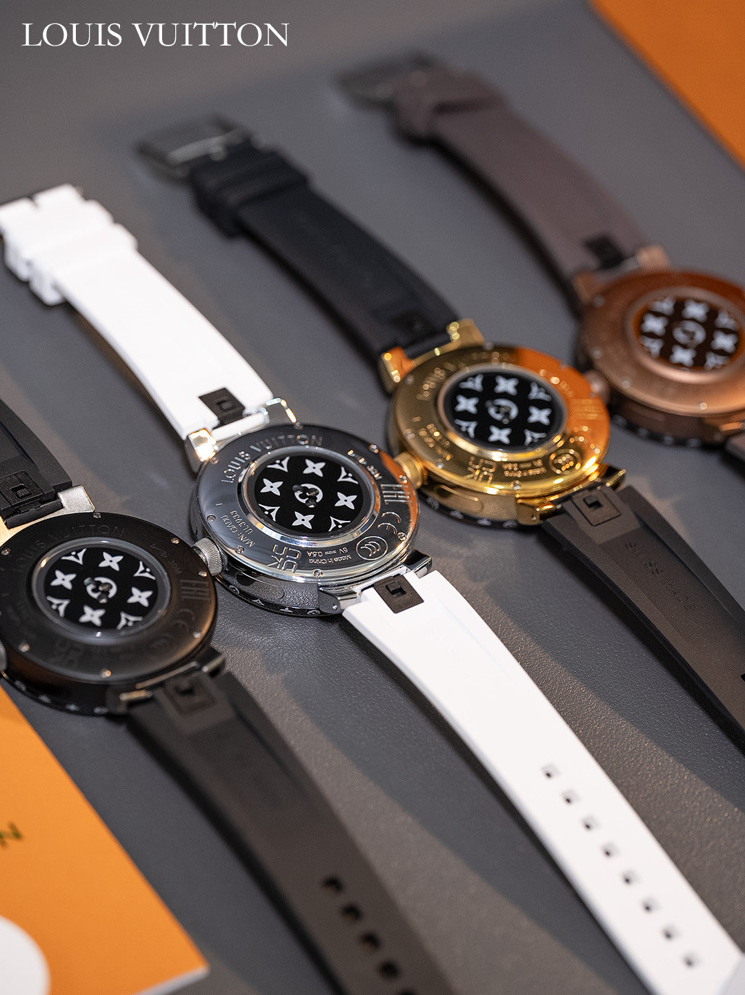 Louis Vuitton Tambour Horizon Light Up Connected Watch Men's Women's Fashion Accessories Diameter 44mm1.2 Inch Round Amoled Full Touch Screen Resolution 390*390 Sensor Actuator Life Waterproof Smart Watch #81447