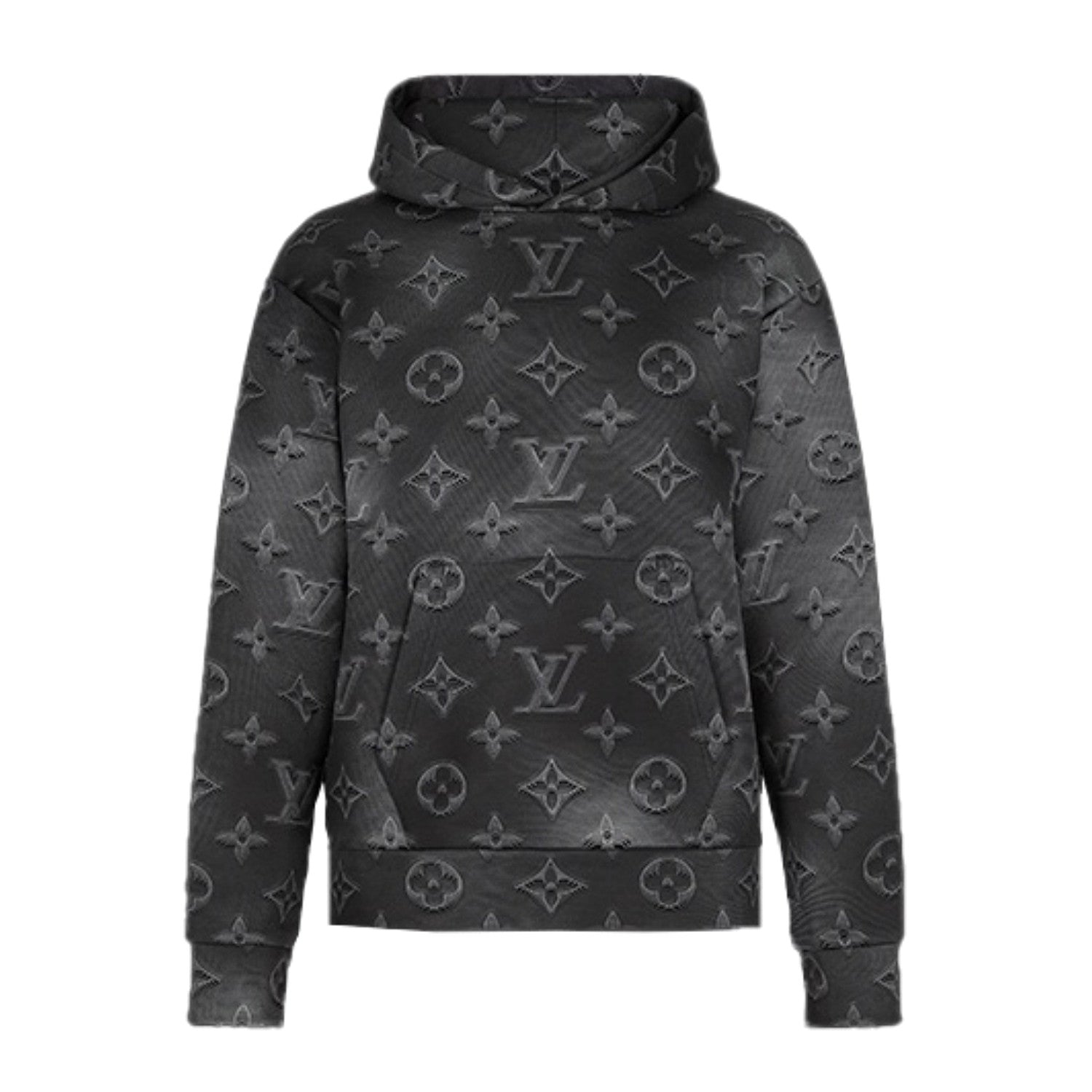 Louis Vuitton Men's Spring/Autumn Black Logo Printed Classic Hooded Sweatshirt #74298