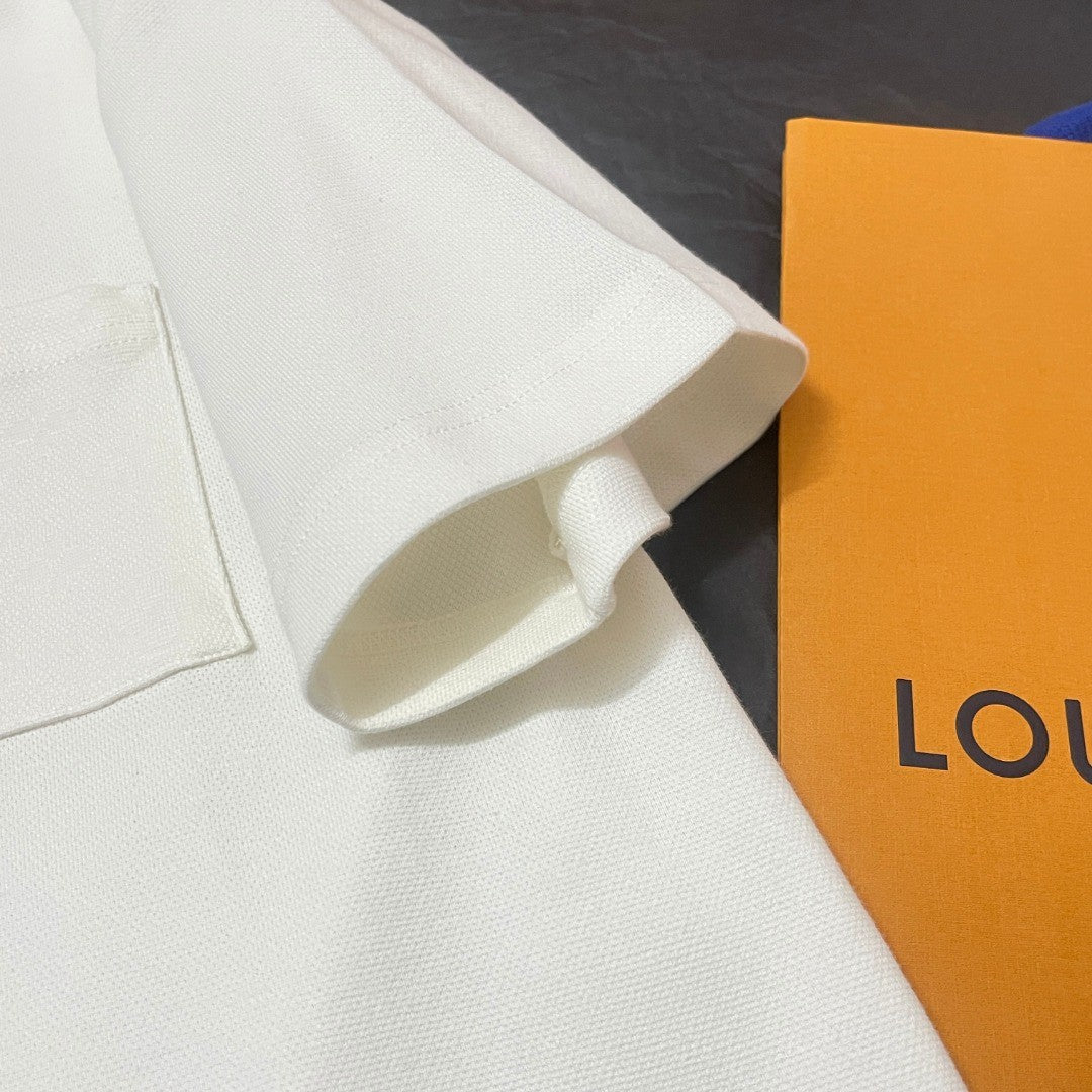 Louis Vuitton Men's Summer Solid Colour Pocket Round Neck Cotton Short Sleeve T-Shirt #74562
