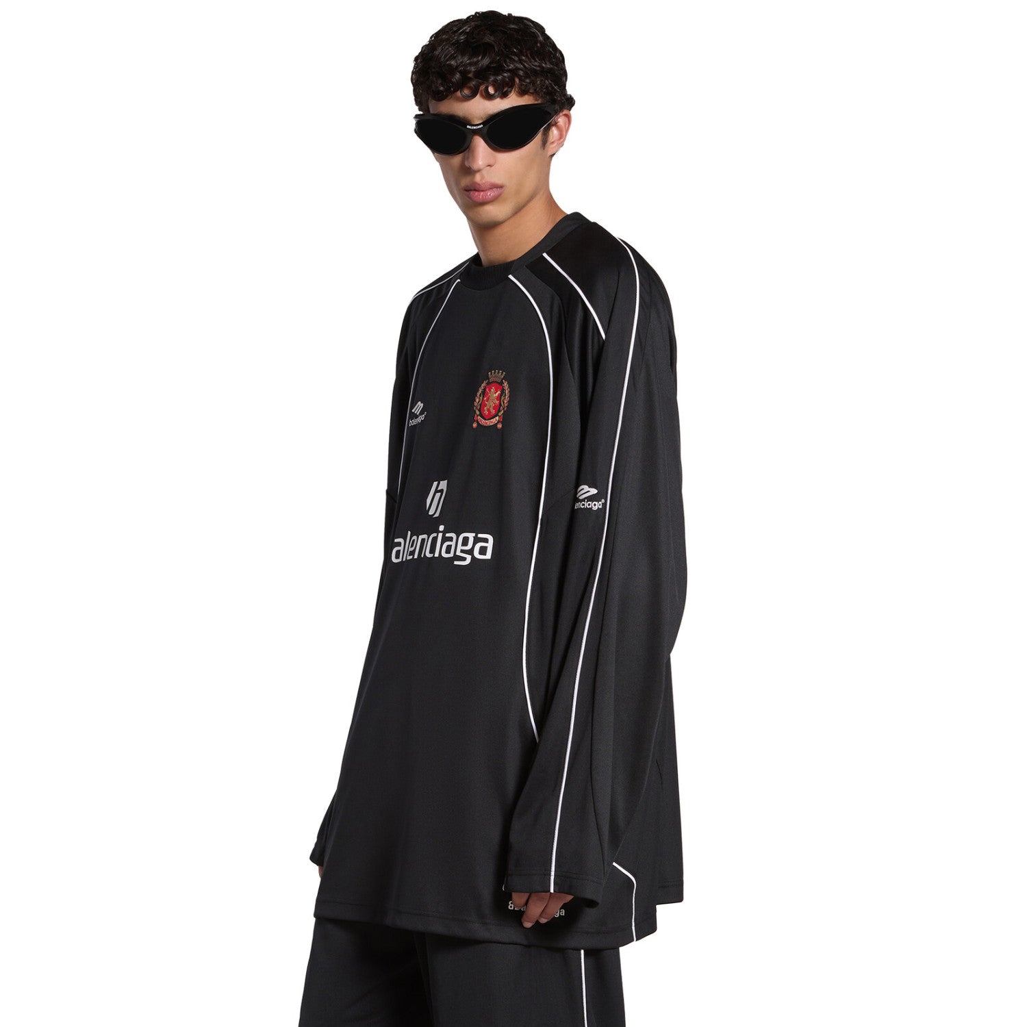 Balenciaga Men's Women's Summer Solid Color Round Neck Casual SHANGHAI SOCCER Loose Long Sleeved Cotton T-Shirt #99189