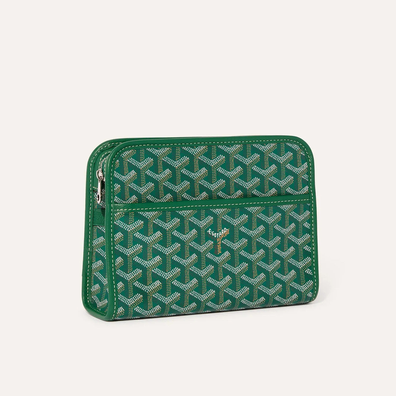 GOYARD Jouvence Men's and Women's Old Flower Full Print Zipper Closure Canvas Patchwork Leather Wash Bag Clutch Bags #75739