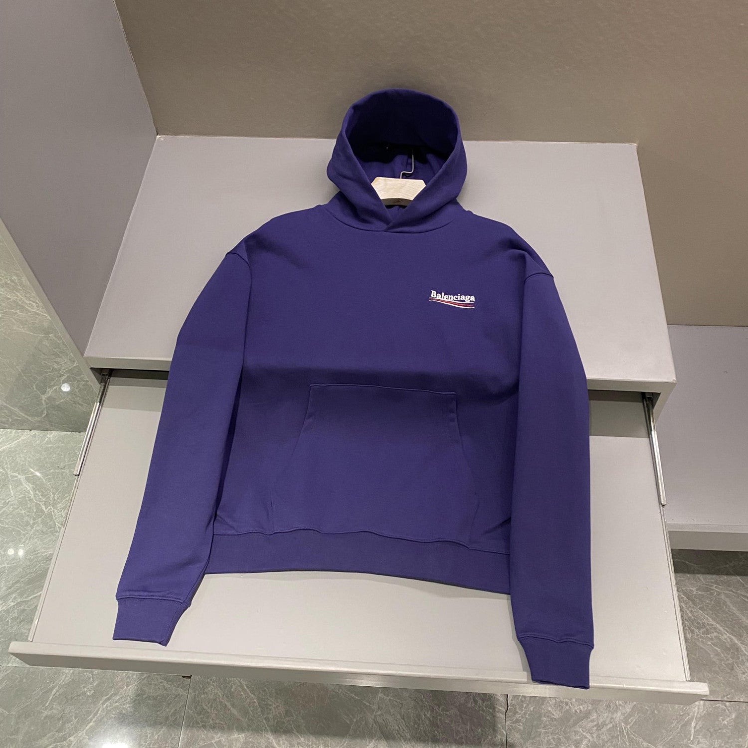Balenciaga Men's And Women's Spring And Fall Embroidered Letters Logo Solid Color Cotton Hooded Sweatshirt #73374