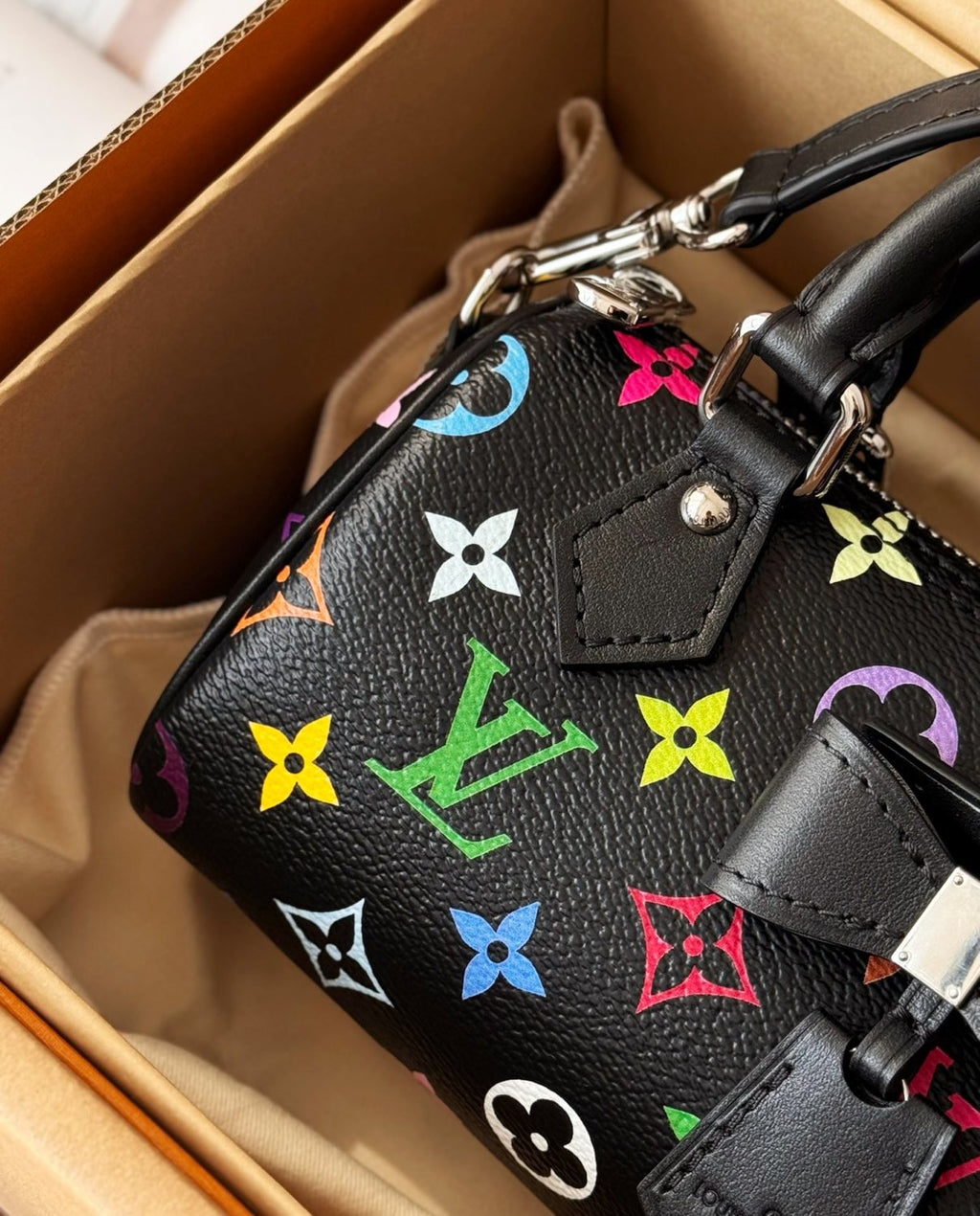 Louis Vuitton LV x TM Nano Speedy Women's Colorful Monogrammed Canvas Leather Tote Shoulder Bag Bags #76129