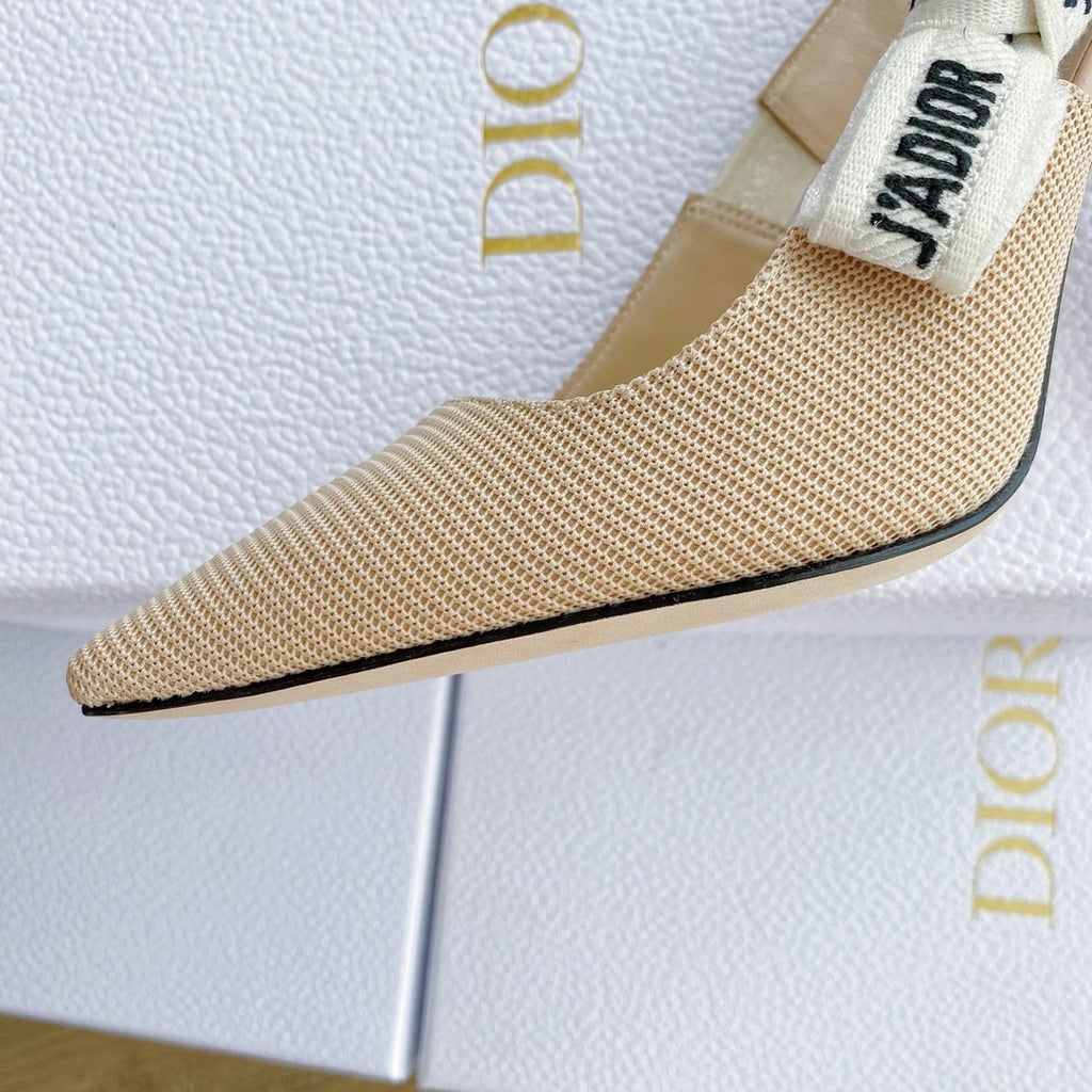 Dior Toujours Women's Summer Solid Color Pointed Toe Closed Toe Fine Heel Breathable Leather High Heel Shoes #77265