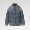 Louis Vuitton Men's Spring/Autumn Monogram Embroidered Loose Single-Breasted Cotton Blend Solid Color Long Sleeve Denim Jacket #81499