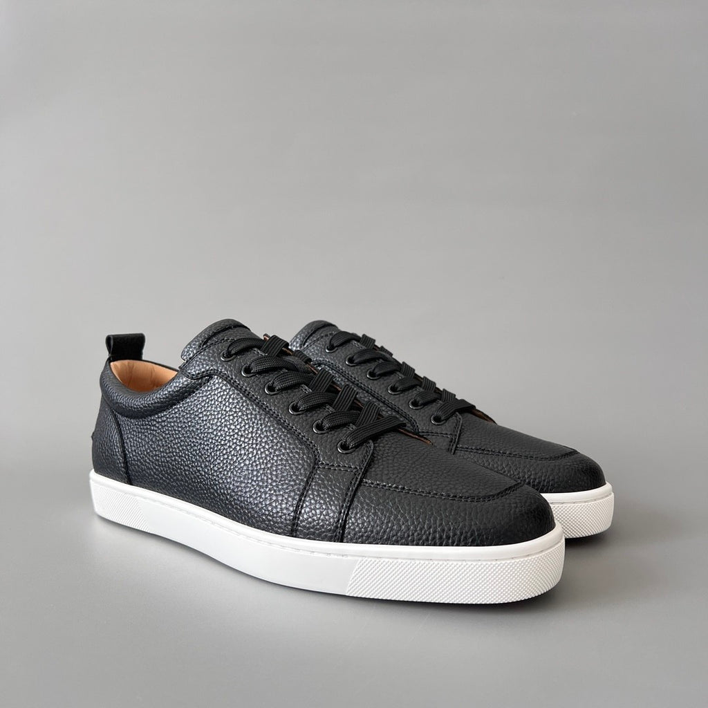 Christian Louboutin Louis Junior Men's And Women's Solid Color Grained Cowhide Low Top Lace Up Flat Casual Shoes #77144