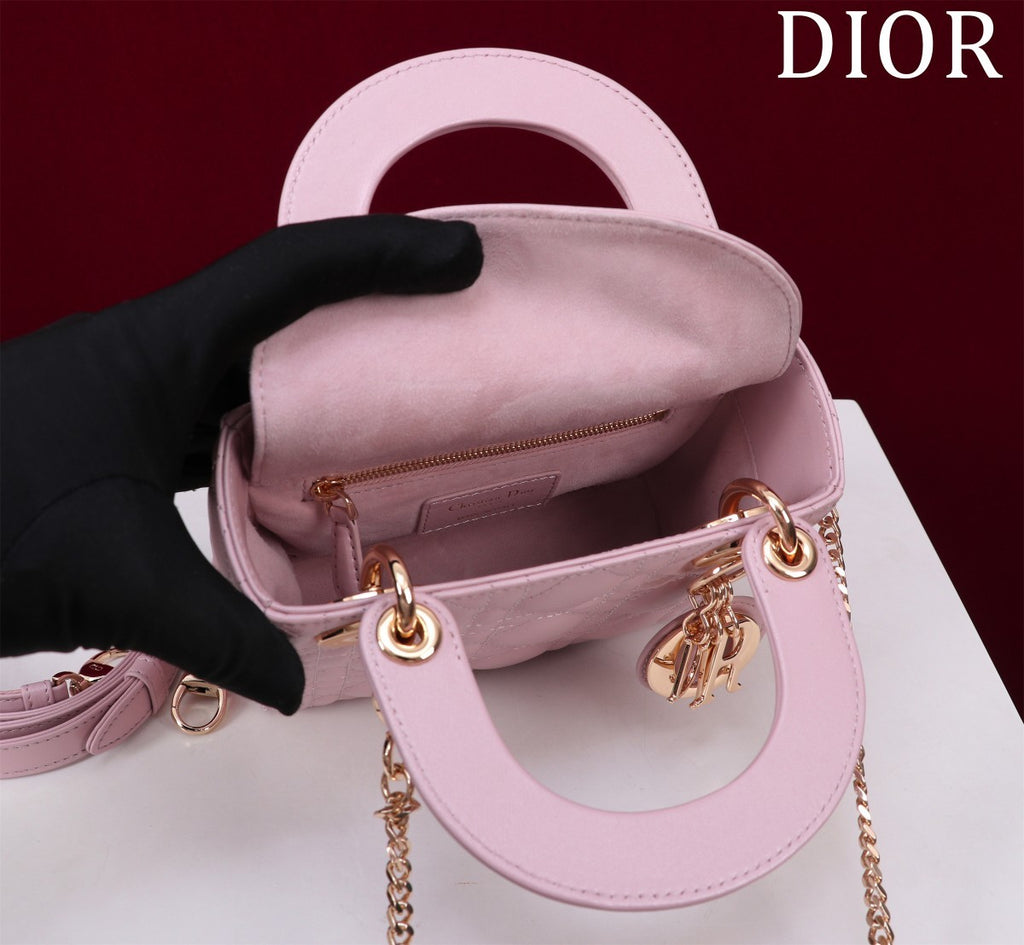 Dior Lady Women's Solid Color Metal Pendant Removable Chain Shoulder Strap Wicker Pattern Sheepskin Leather Single Shoulder Crossbody Handbag Bag Bags #77461