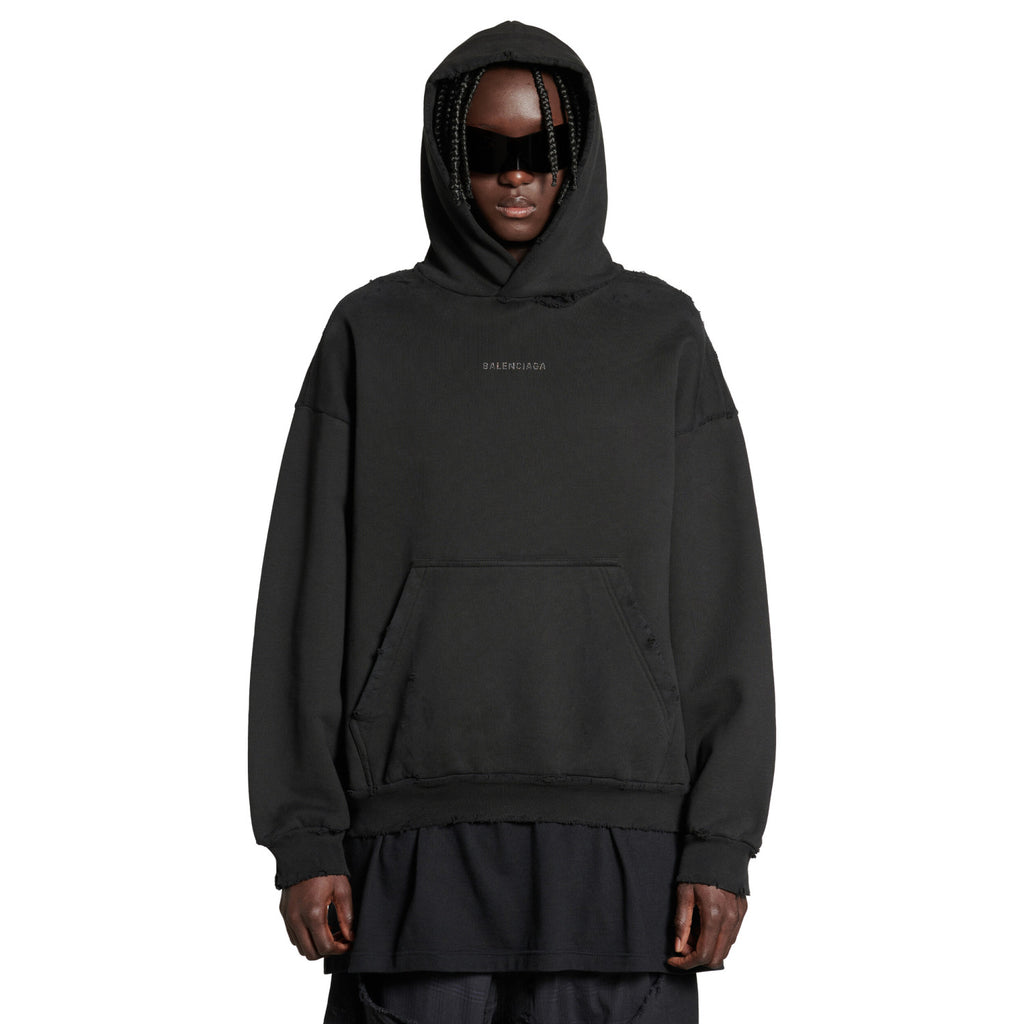 Balenciaga Men's Spring and Autumn Hot Drill Logo Letter Print Black Hooded Sweatshirt #99725