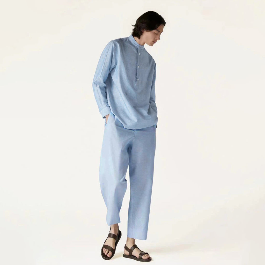 Loro Piana Men's Spring And Summer Solid Colour Drawstring Fashion Pants Loose Straight Comfortable Cotton Thin Suit Trousers Ngvp #1472
