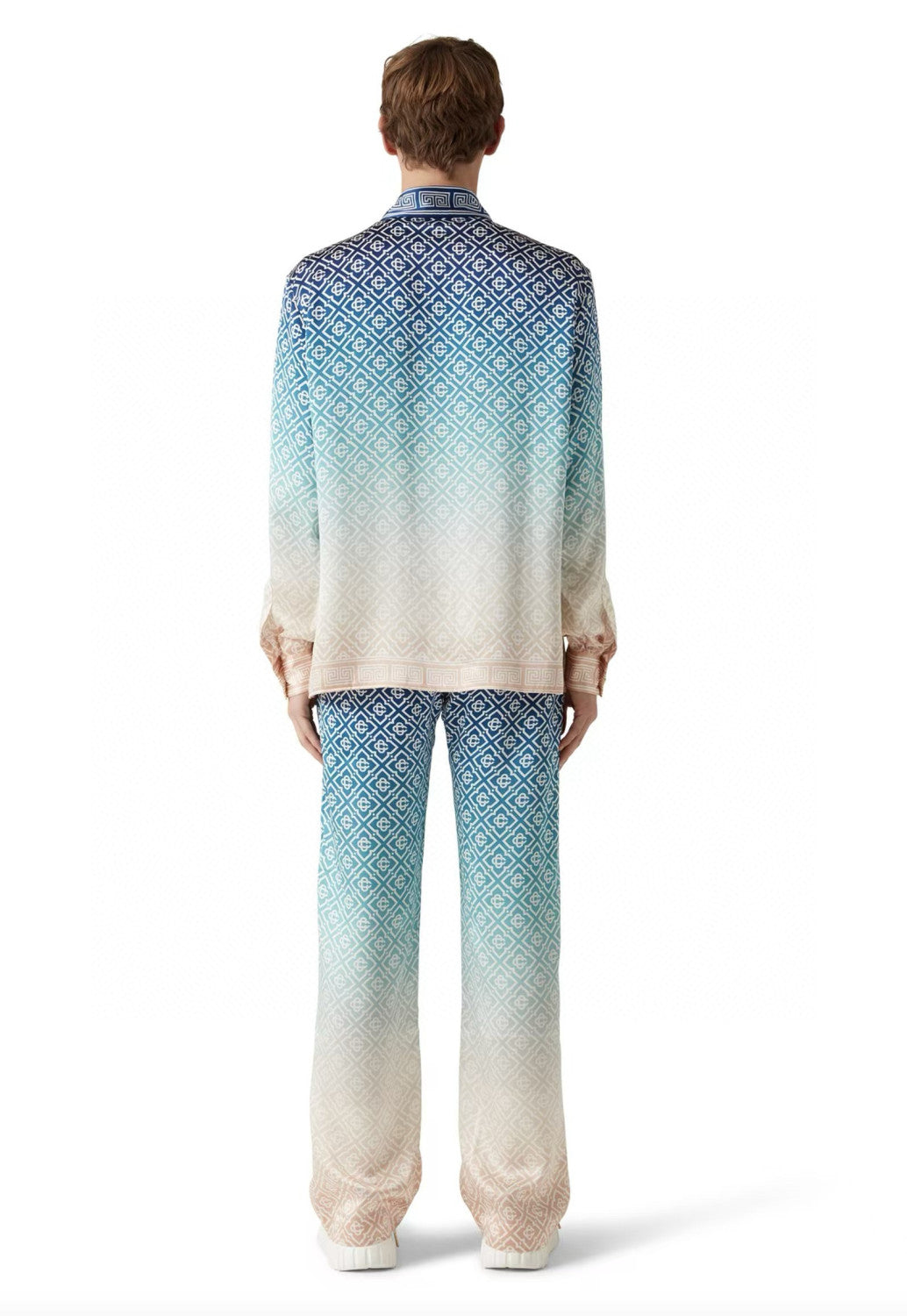 Casablanca Men's Spring And Fall Single-Breasted Loose Gradient Logo Pattern Long-Sleeved Silk Shirt Casual Elastic Pants #71877