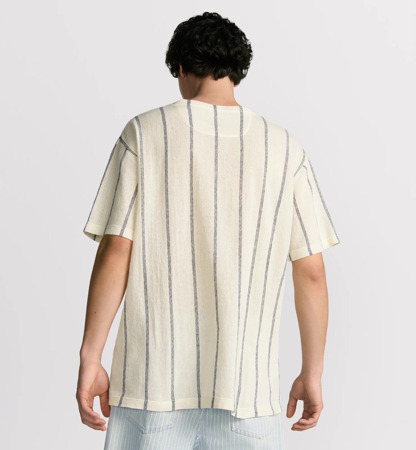 Dior Men's Summer Embroidered Solid Color Striped Loose-Fit Christian Dior Couture Short-Sleeved T-Shirt #81352