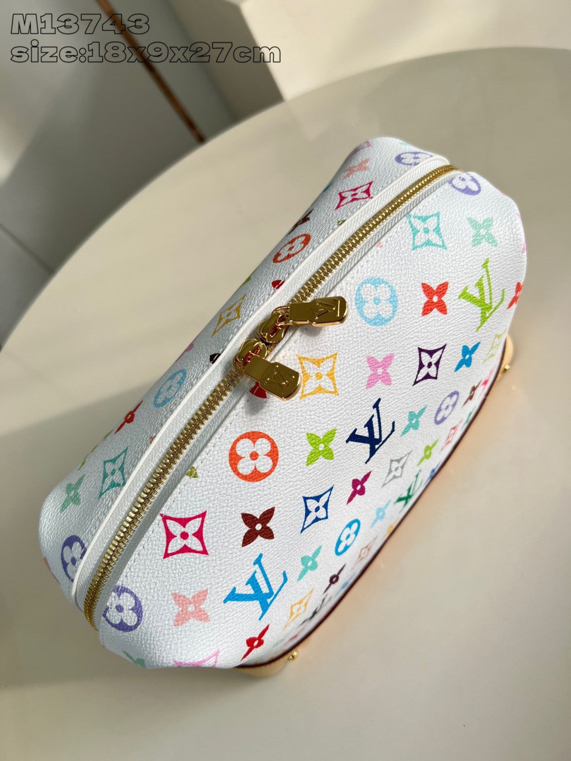 Louis Vuitton LV x TM Women's Colorful Logo Printed Zipper Closure Coated Canvas Leather Trimmed Toiletries Cosmetic Bag Bags #75162