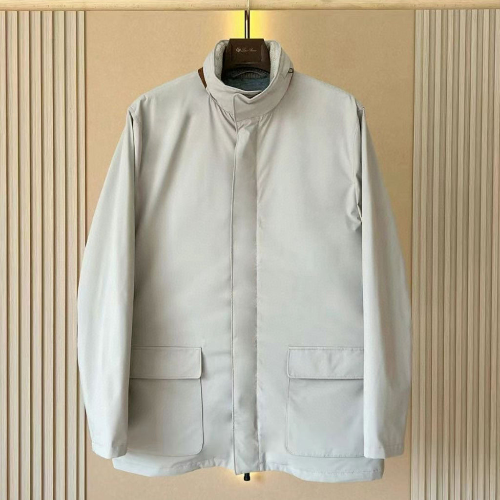 Loro Piana Men's Autumn/winter Solid Color Casual Zipper Jacket Fashionable Casual Pocket Stand-up Collar Long Sleeve Elegant Jacket Ngvp #2193